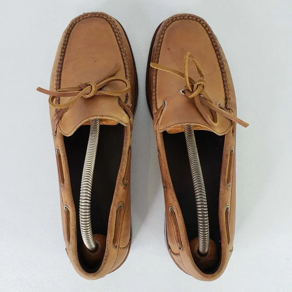 Vintage Polo Country Ralph Lauren Mens Size 9.5 D Boat Shoes Leather Brown